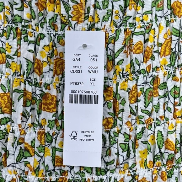 NWT J Crew XL Maude dress floral vines 0948 green yellow viscose maxi